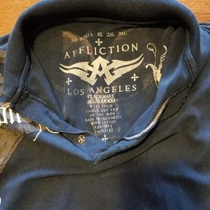 Blue affliction polo size medium
